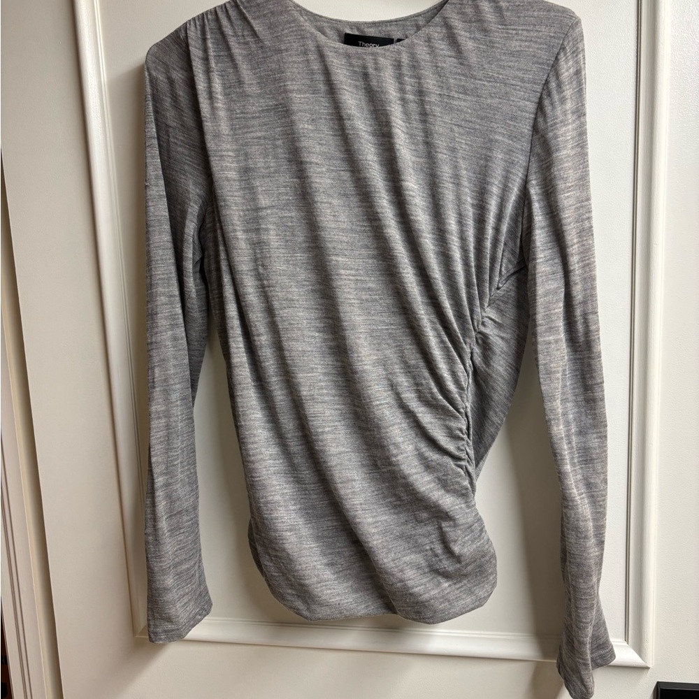 Theory Heather Grey Twist Top